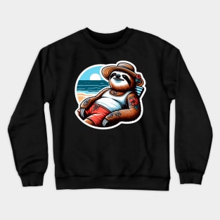 Sloth Relaxing By The Beach Crewneck Sweatshirt